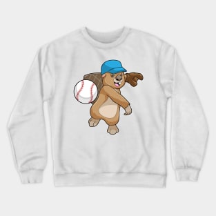 Beaver at Baseball Sports with Cap Crewneck Sweatshirt